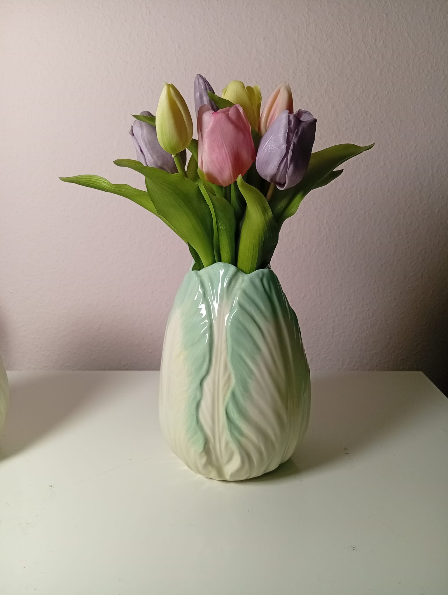 blauwe mint groene vaas