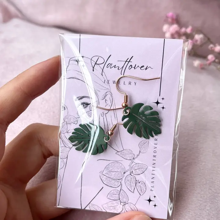 monstera groen blad oorbellen