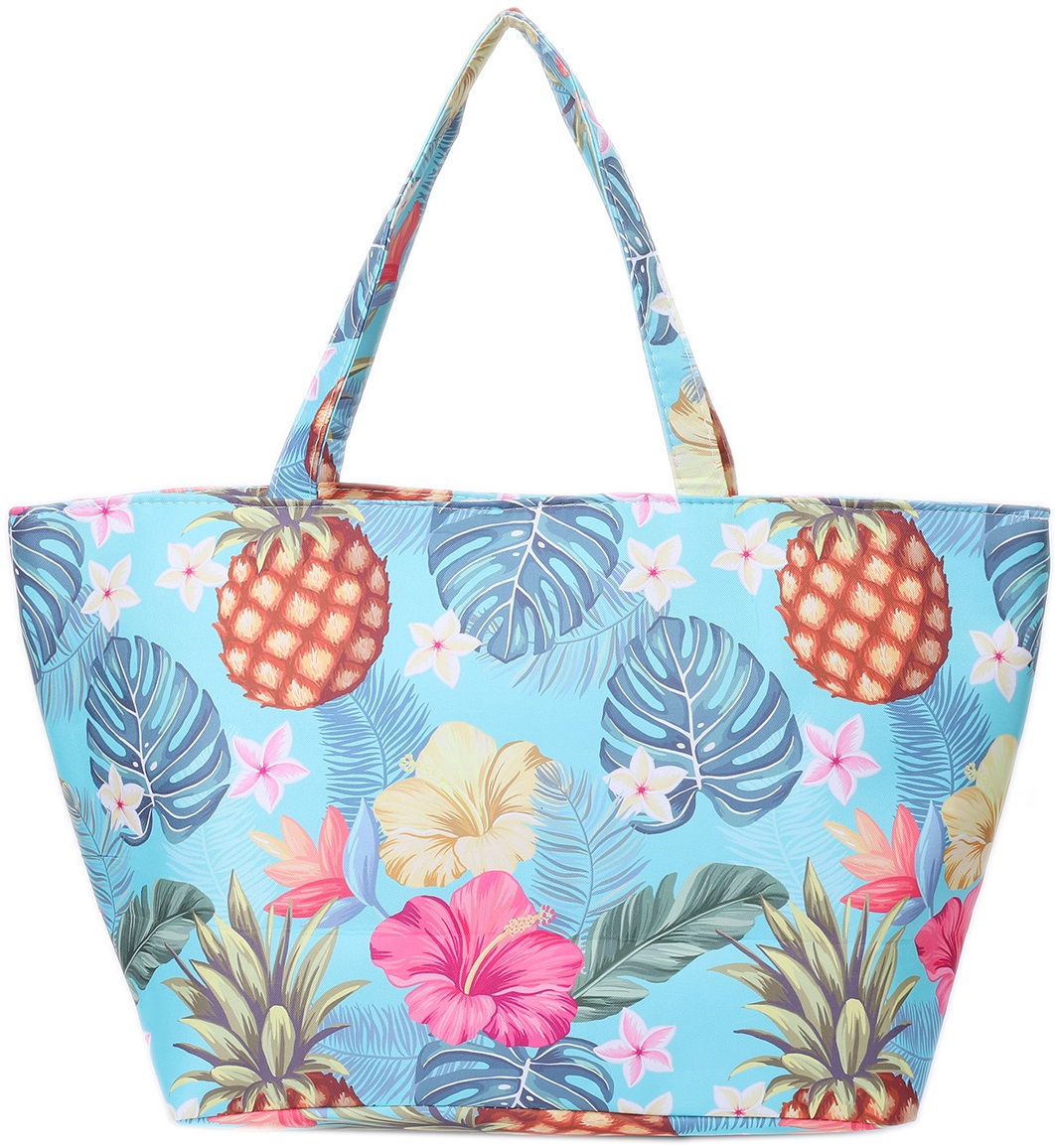 strandtas bloemen, ananas en monstera