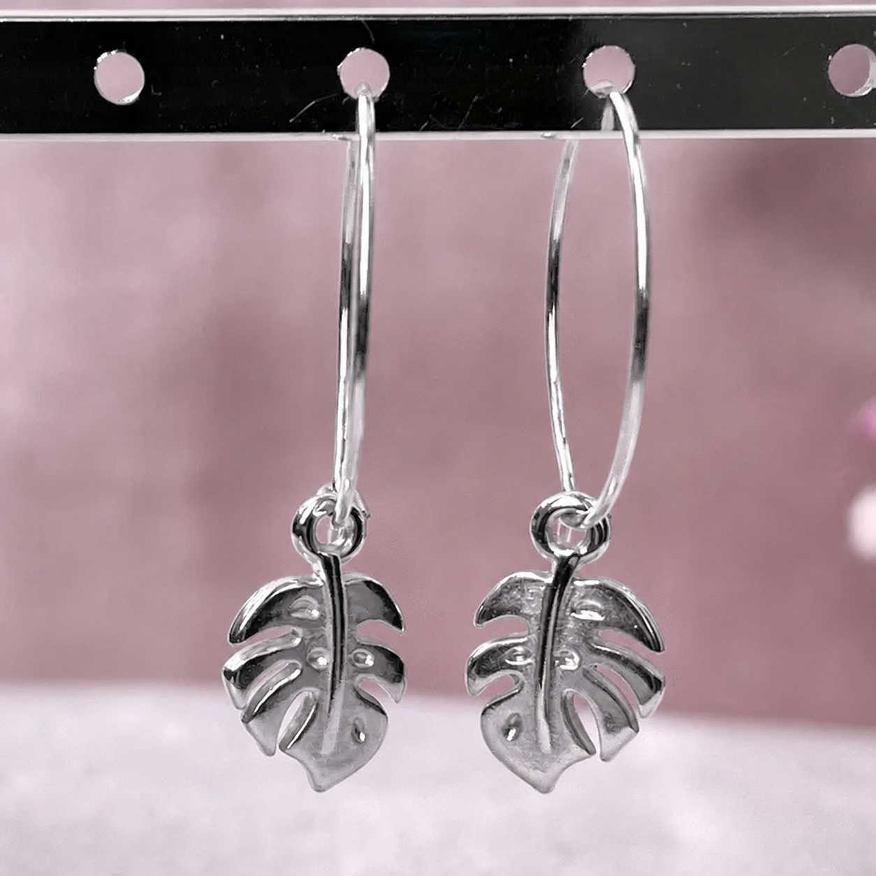Monstera hoops zilver