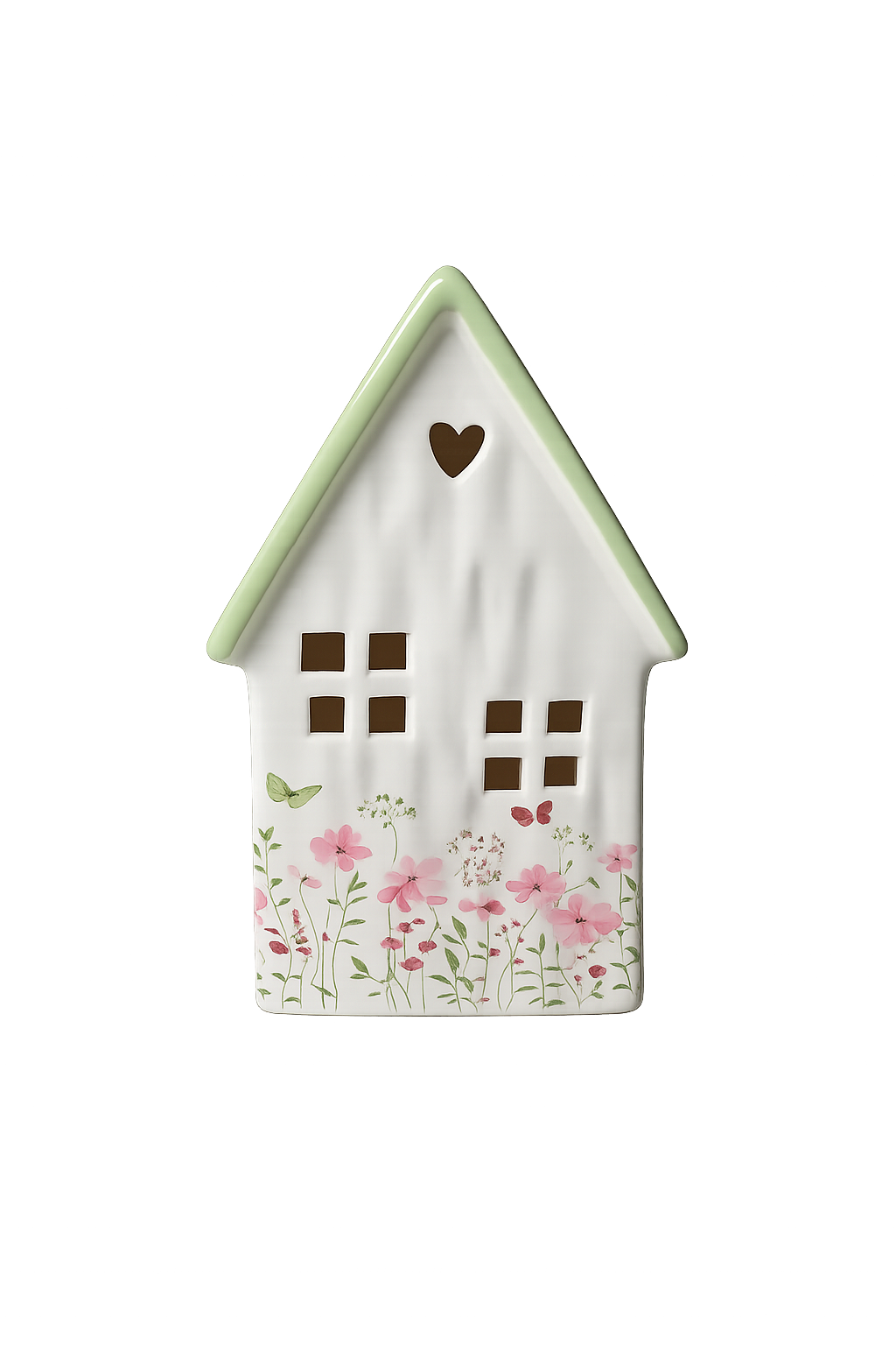 Sfeervol huisje - House Floral Mintgroen Dak – Aardewerk 22 cm