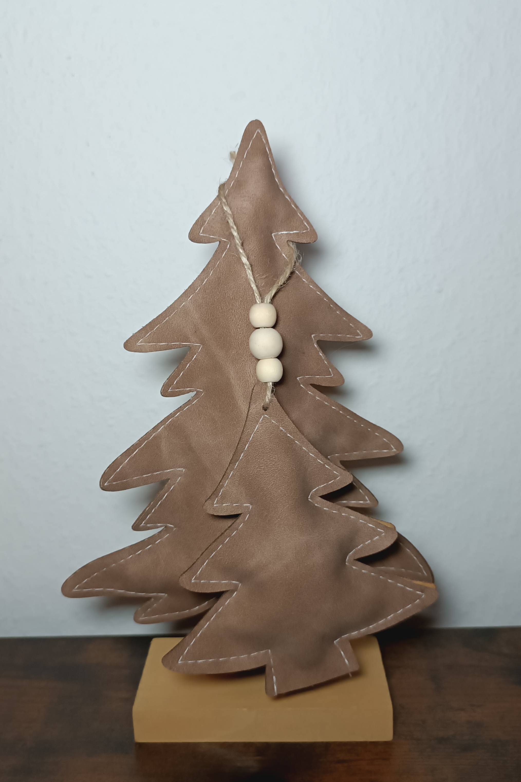 Sculptuur kerstboom & kersthanger - PU leer