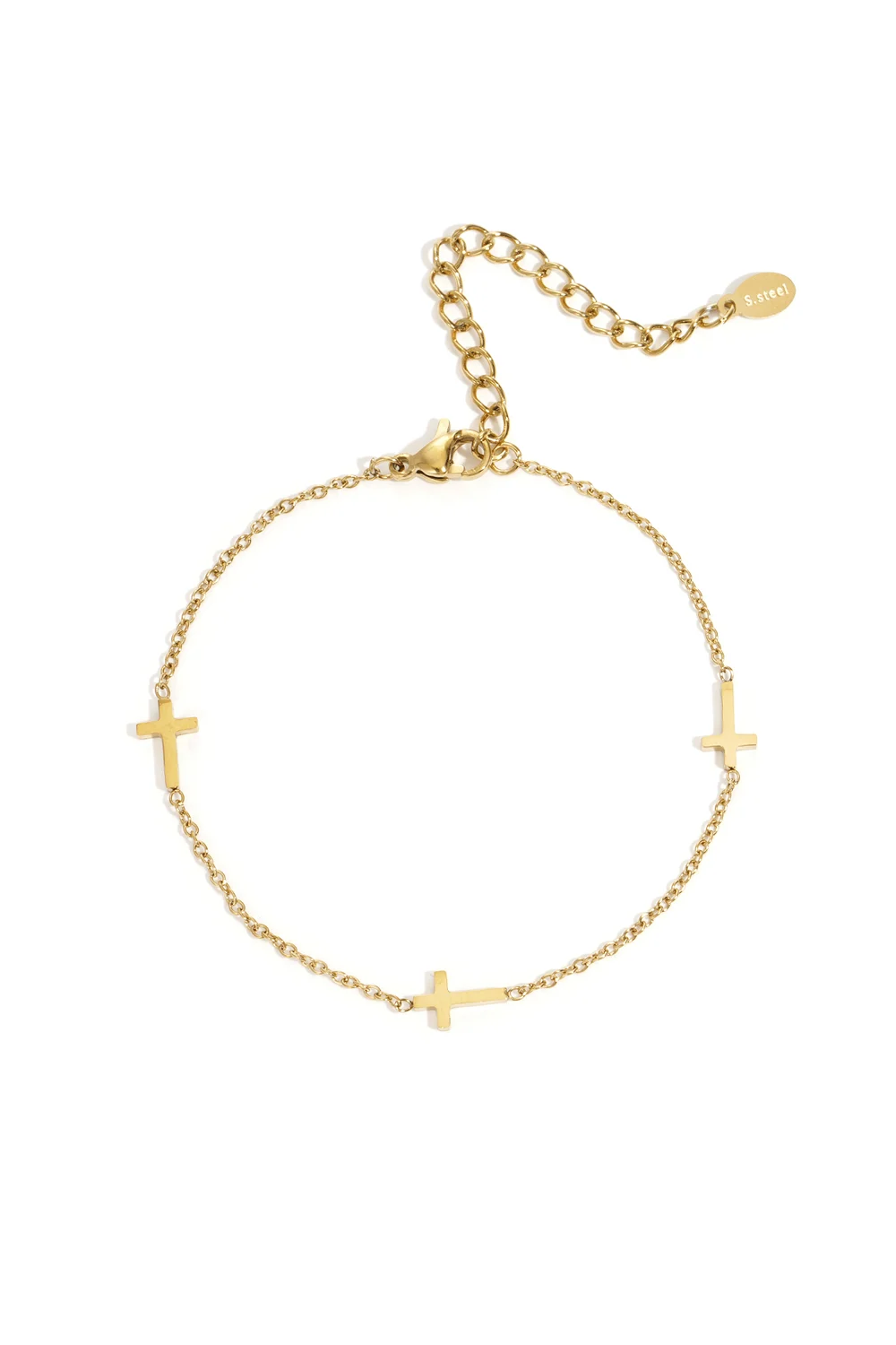 armband in goud met kruisjes subtiel