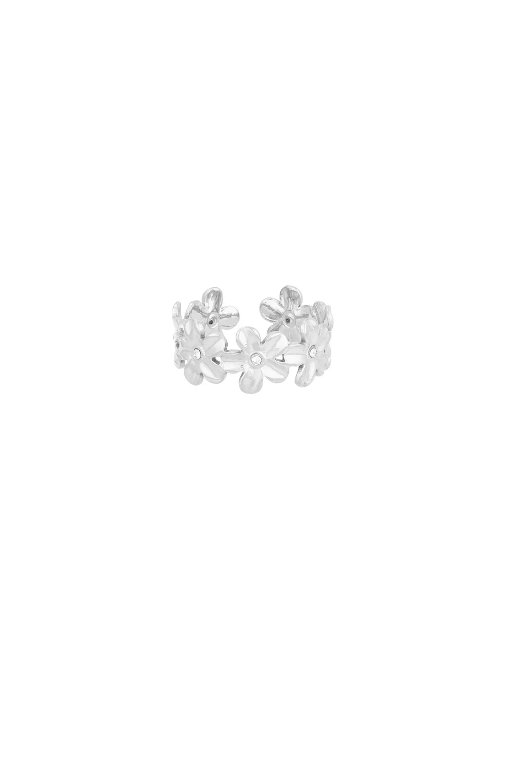ring moet bloemen zilver