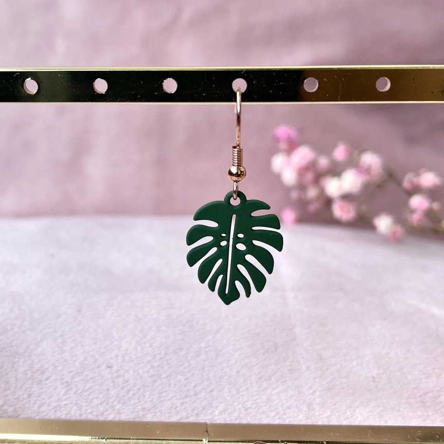 monstera groen blad oorbellen
