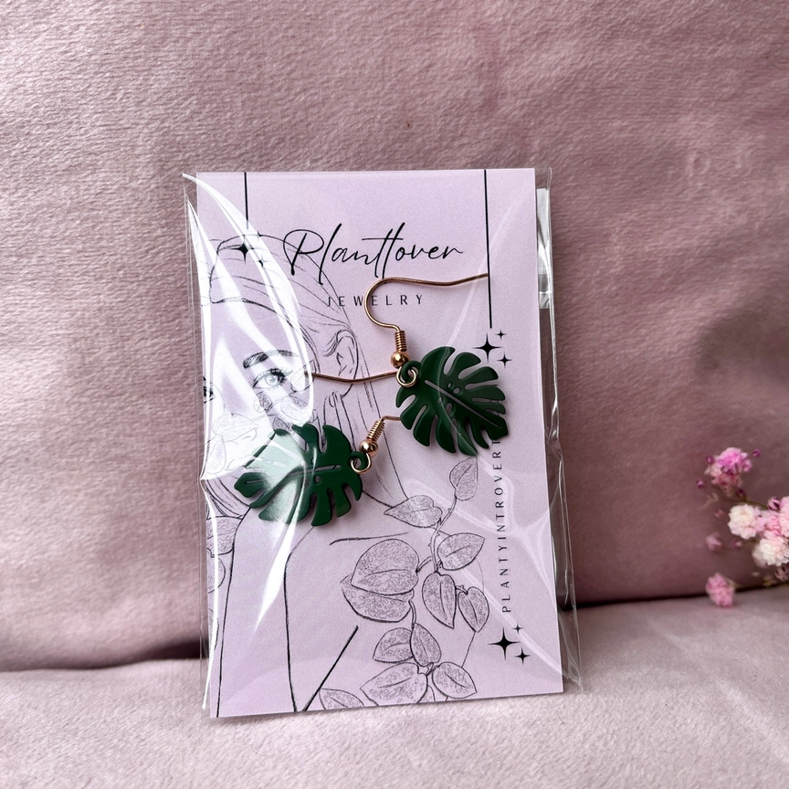 monstera groen blad oorbellen