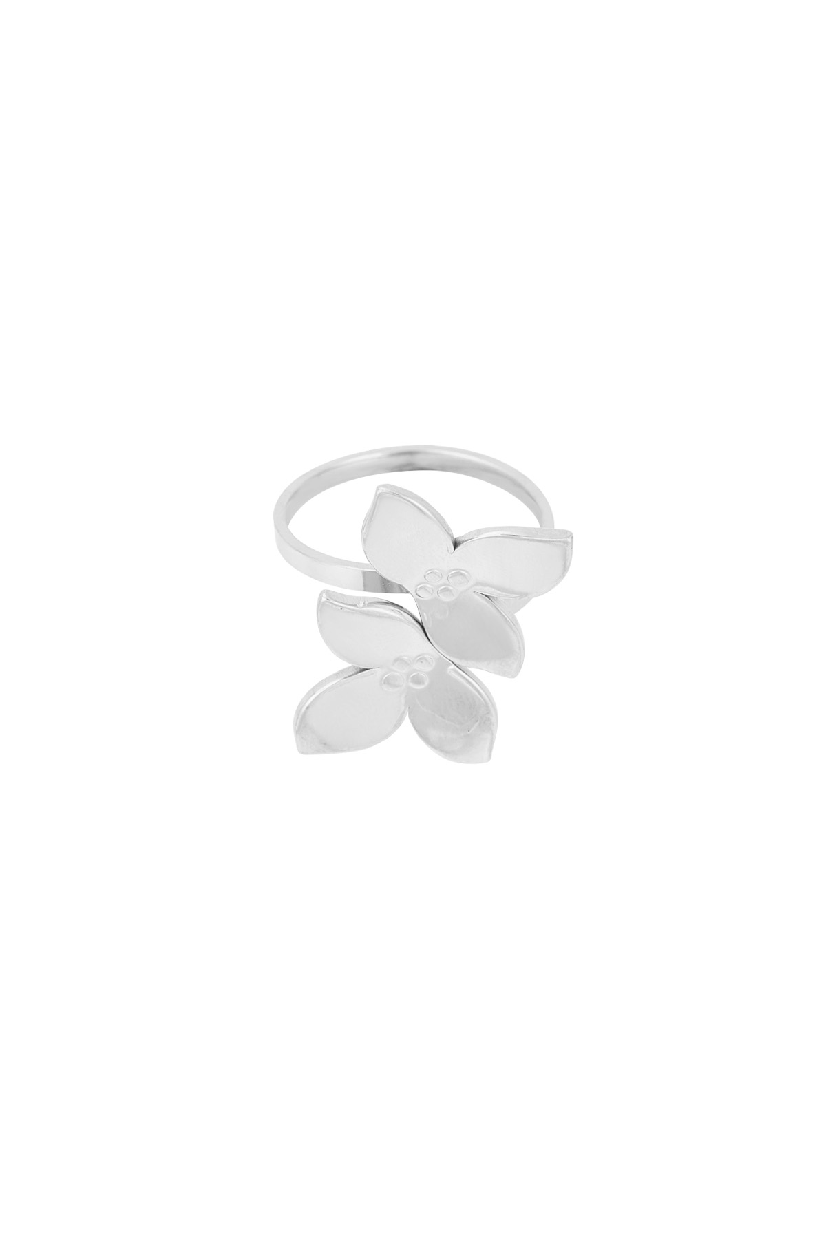 bloemen ring in zilver